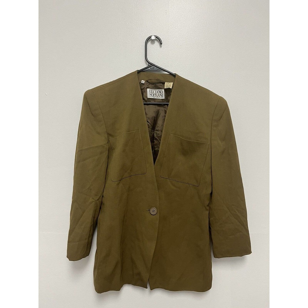 Luciano Soprani Women's Gold Wool Italy Blazer Jackets Size 42